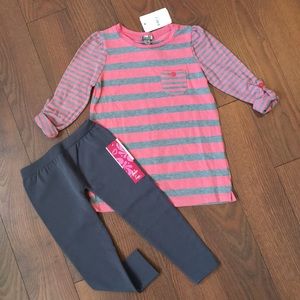 Girls stripe top and gray leggings set 4